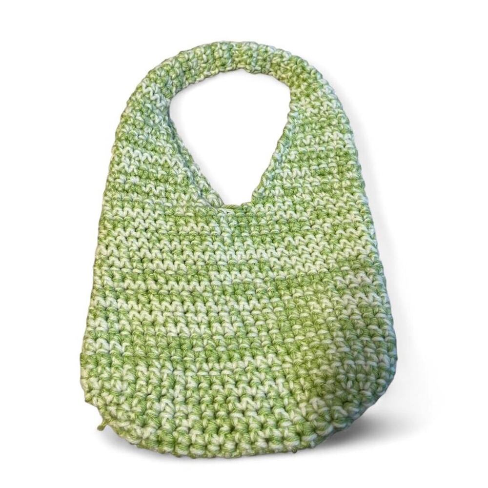 Green and white hand crocheted